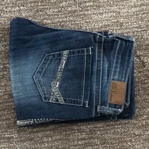 BKE STELLA, 27L (33 1/2), boot cut stretch, dark wash